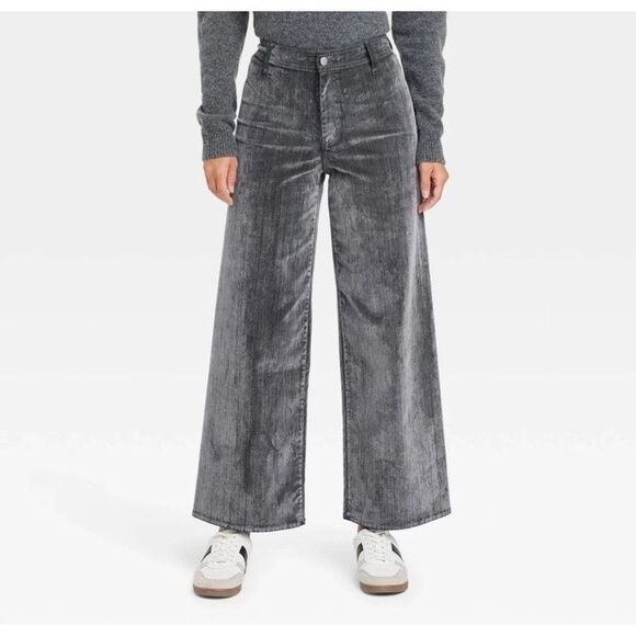 Womens High-Rise Flocked Sailor Wide Leg Ankle Jeans Universal Thread 12 Y2K - Picture 2 of 2